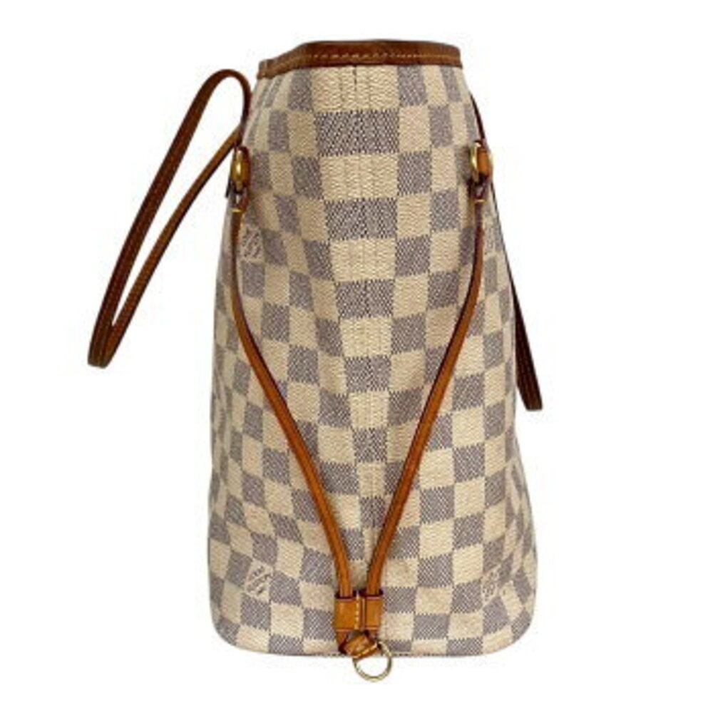 Louis Vuitton White Bag Tote Azur Damier Shoulder Neverfull - Picture 4 of 10